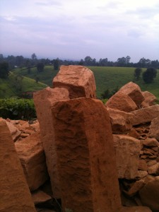 The Solid Rock.  Hand cut stone at the edge of the tea fields.