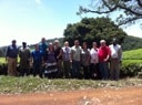 Our language class at the tea fields.  Our teacher Peter Kebo is at extreme right.  DeDe is whipping my behind in speaking Swahili.