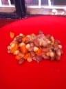 Githeri, my favorite Kenyan dish. Momma Robert cooks it at school weekly. Just good steamed veggies. They eat field corn so it tastes like hominy.