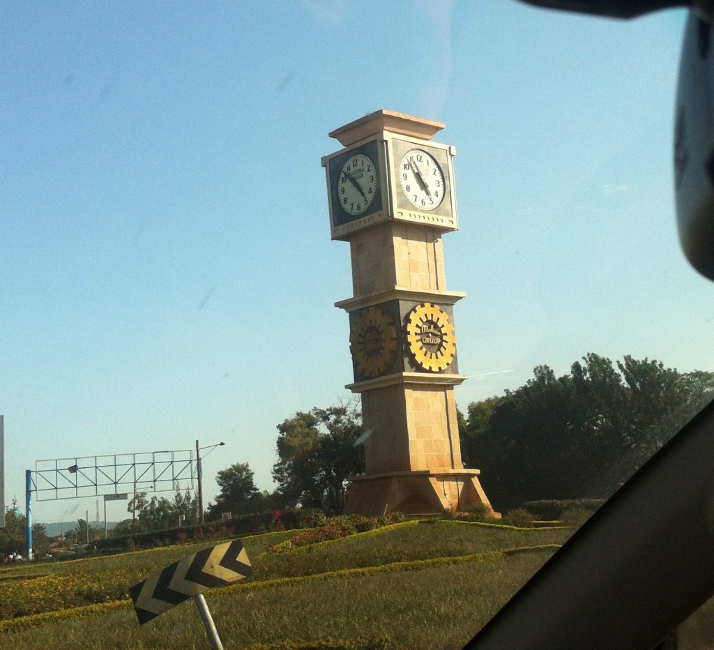 Roundabout Clock in Jinja, Uganda