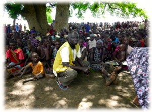 Murle John with refugees in Jonglei State