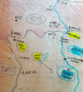 Sketch of northern Uganda/South Sudan ministry areas