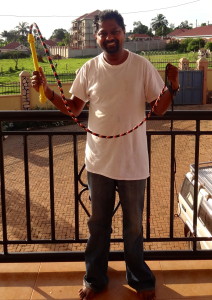 Selvin with a gift, a Louisiana Gospel Whip