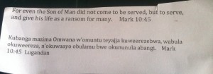 Last week's memory verse in Lugandan and English