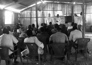 Church Leaders at Nuru Baptist Church Juba, South Sudan. Bob Calvert leading on Bible Storying