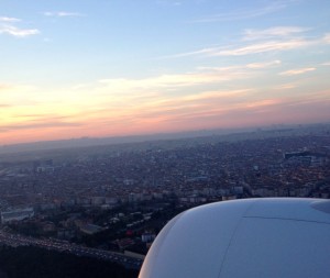 Sunset over Istanbul, Turkey. It's a long way from Houston to Istanbul to Uganda.