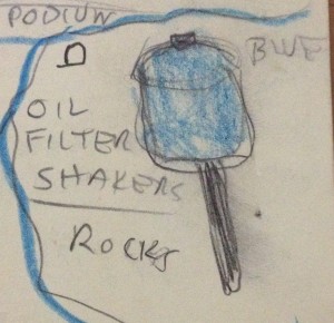 A Worship Shaker. Made from an oil filter filled with pebbles.