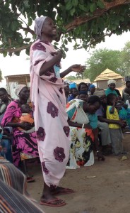 Nuer refugee, Anna, shares the story of Jonah (in Arabic). Boroli Camp, Uganda