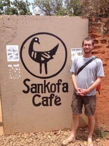 JD Hull at Sankofa Cafe in Gulu, Uganda.