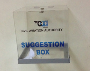 Suggestion box at Entebbe International Airport.