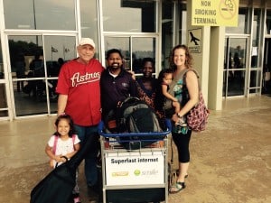 We saw the Jeremiadoss Clan off on Monday. Headed back home to South Sudan.  Notice our team shirts.