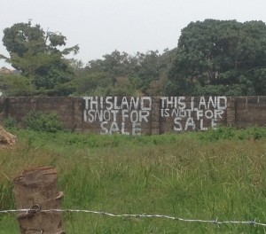 Land sign near our house on Lake Victoria.