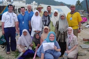 Our Tsunami American medical team at Laampuk, Indonesia.  Nationals shown are nursing students. 