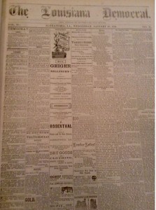 The Alexandria Democrat was the leading newspaper in Central Louisiana following Reconstruction.