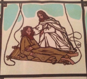 Mark 2 tells the story of the paralytic and his four friends and their encounter with Jesus.