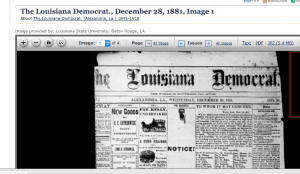 The Louisiana Democrat was Alexandria's most popular newspaper in 1881.