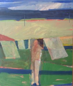 "Figure at Clothesline" by Bill Iles circa 1980. Alexandria Museum of Art. Uncle Bill told me he patterned this painting after his father (Lloyd Iles) standing at clothesline at Old House in Dry Creek. 