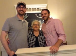 My mother, Mary Iles, with her grandsons,Brady Glaser and Terry Iles.